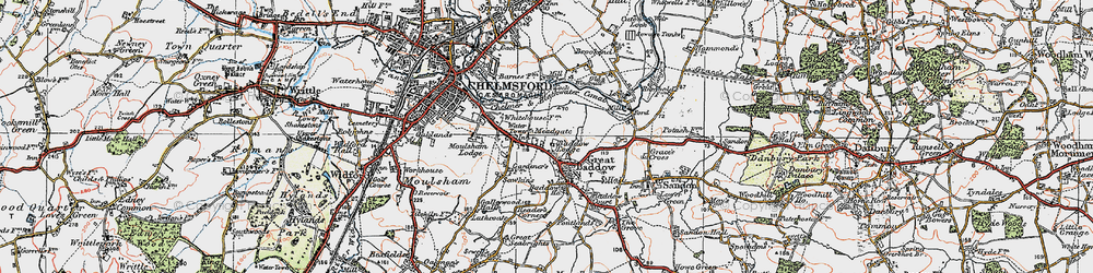 Old map of Great Baddow in 1921