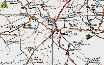 Old map of Great Bardfield in 1919
