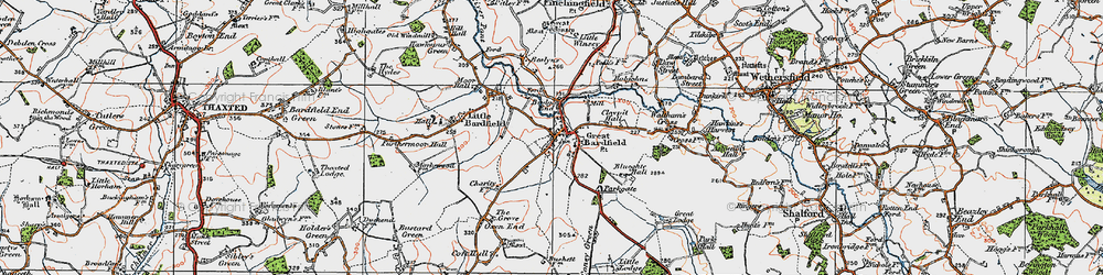 Old map of Great Bardfield in 1919