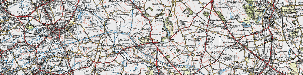 Old map of Great Barr in 1921