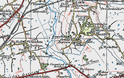Old map of Great Barrow in 1924