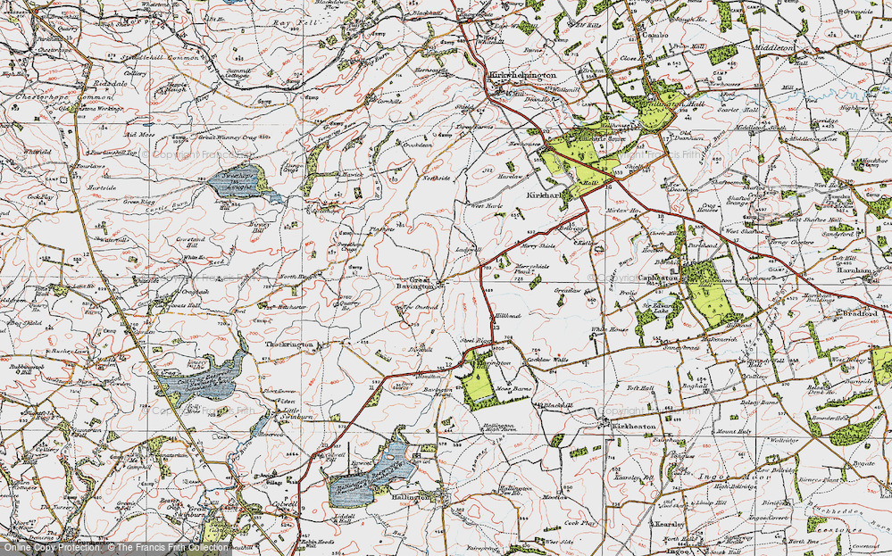 Old Map of Great Bavington, 1925 in 1925
