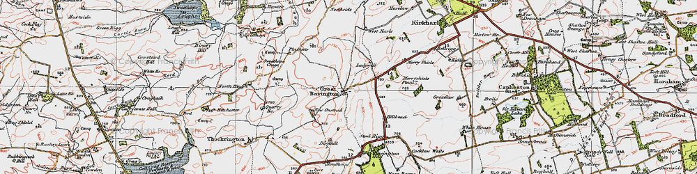 Old map of Great Bavington in 1925
