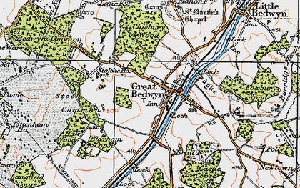 Old map of Great Bedwyn in 1919