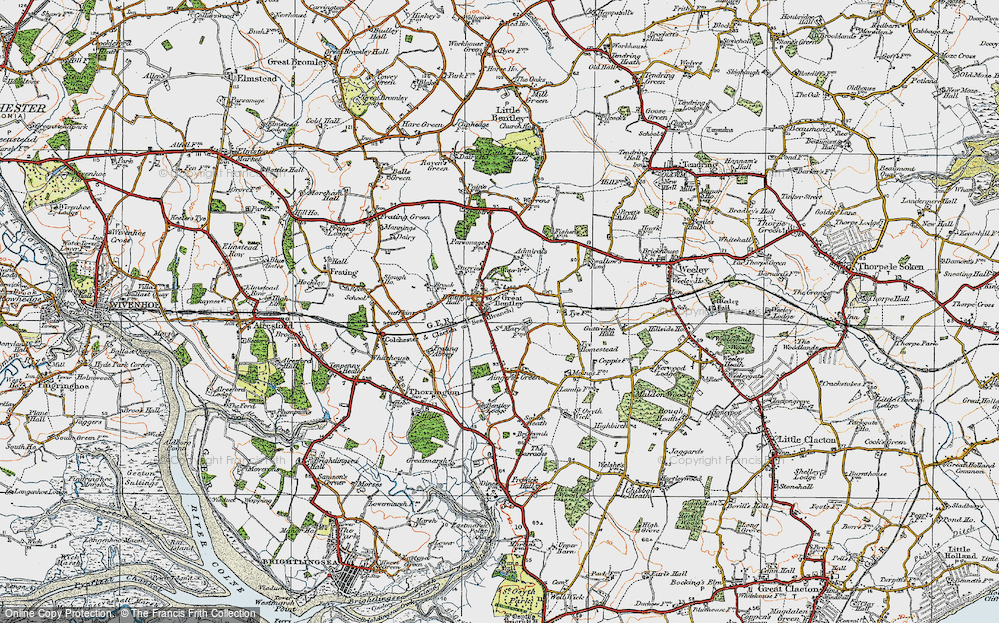 Old Map of Great Bentley, 1921 in 1921