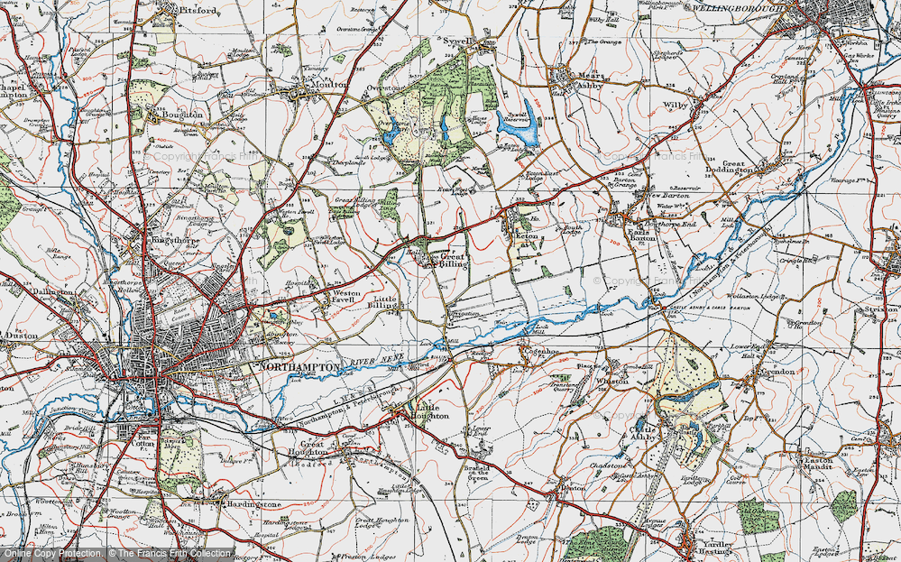 Old Map of Great Billing, 1919 in 1919