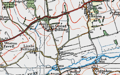 Old map of Great Billing in 1919