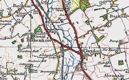 Old map of Blackacre Hill in 1921