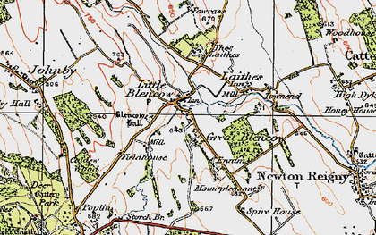 Old map of Great Blencow in 1925