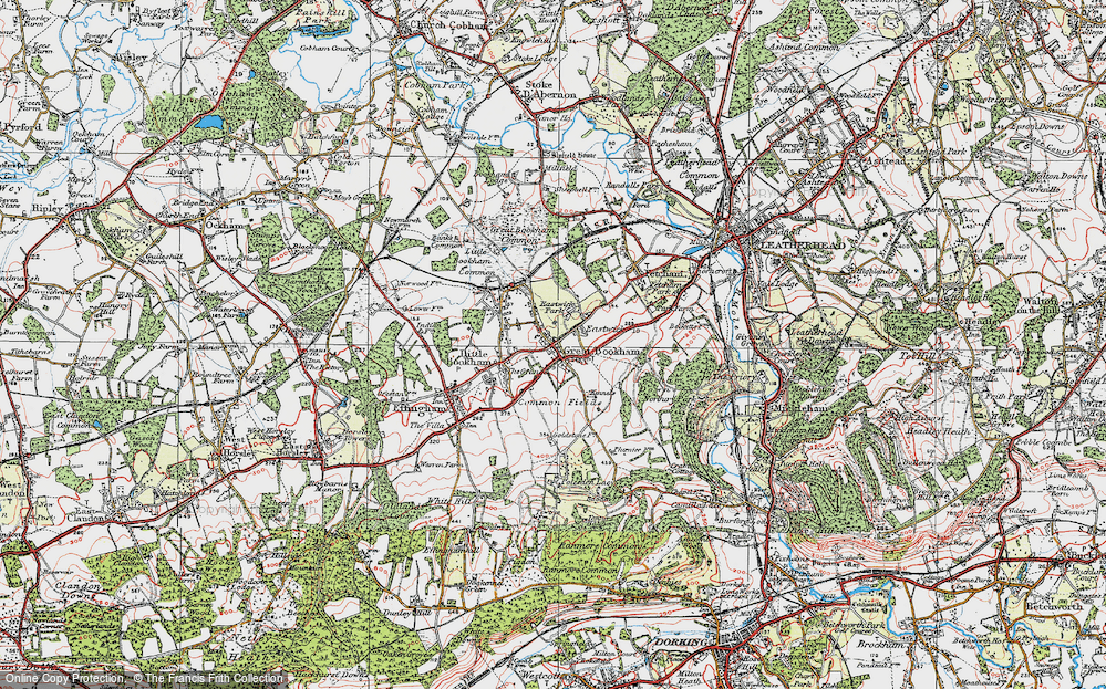 Old Map of Great Bookham, 1920 in 1920