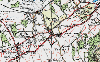 Old map of Great Bookham in 1920