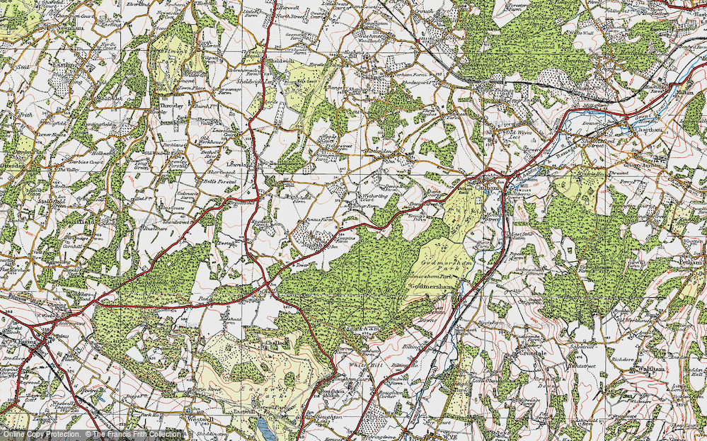 Old Map of Historic Map covering Wytherling Court in 1921