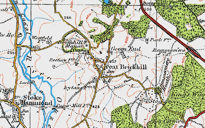 Old map of Great Brickhill in 1919