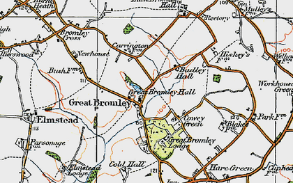 Old map of Great Bromley in 1921