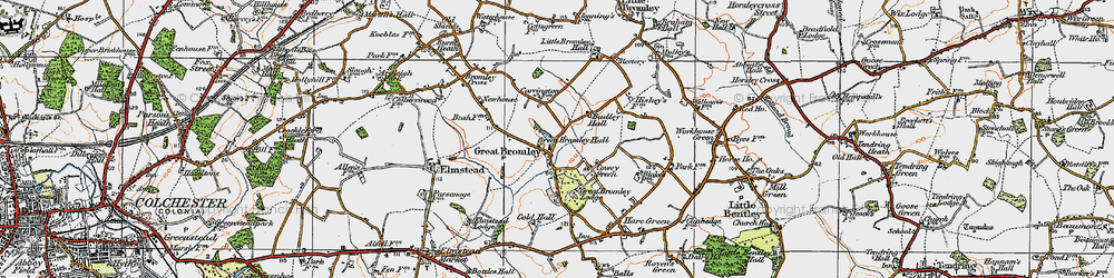 Old map of Great Bromley in 1921