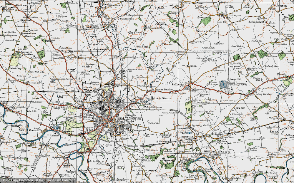 Old Map of Great Burdon, 1925 in 1925