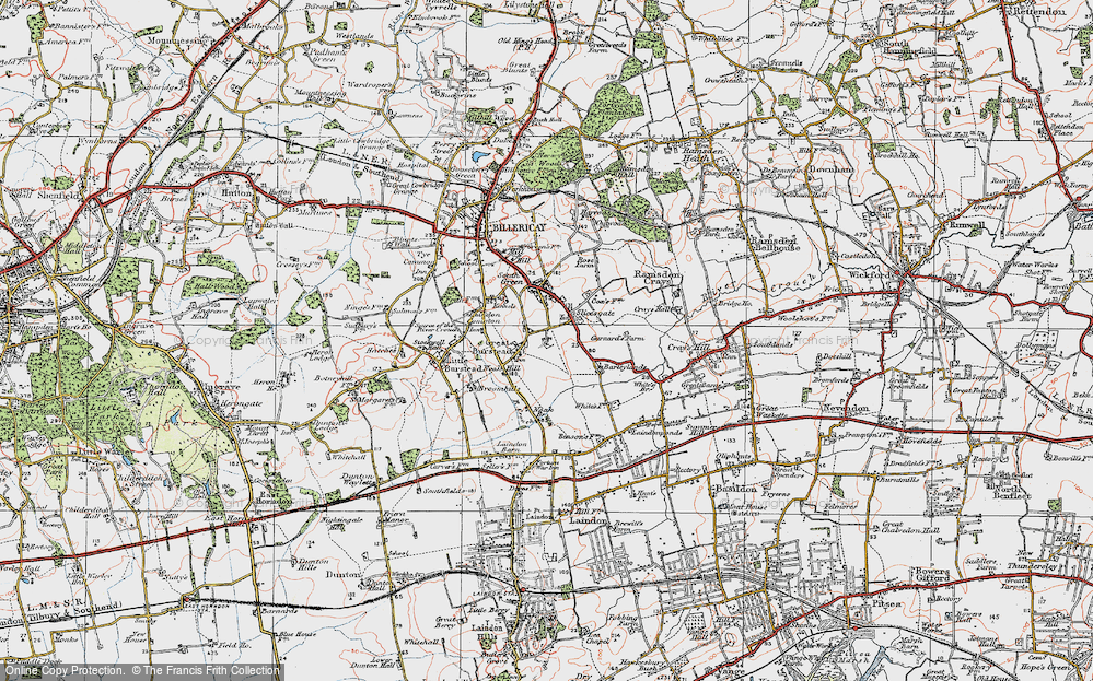 Old Map of Historic Map covering Barleylands in 1920