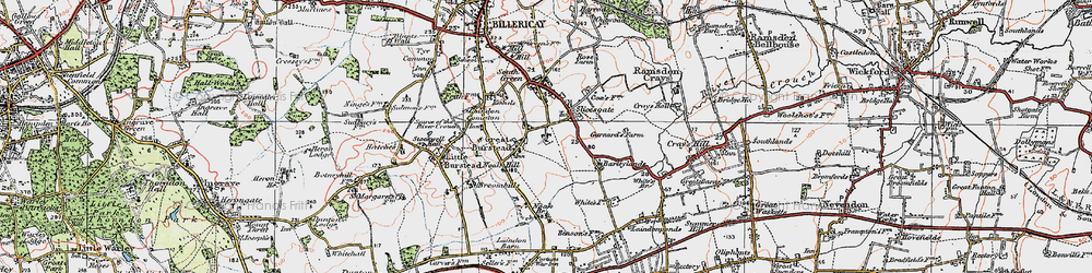 Old map of Great Burstead in 1920