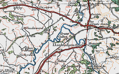 Old map of Great Cellws in 1923