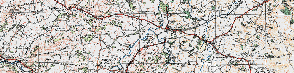 Old map of Great Cellws in 1923