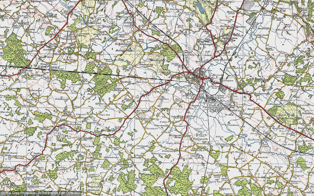 Old Map of Historic Map covering Bucksford Manor in 1921