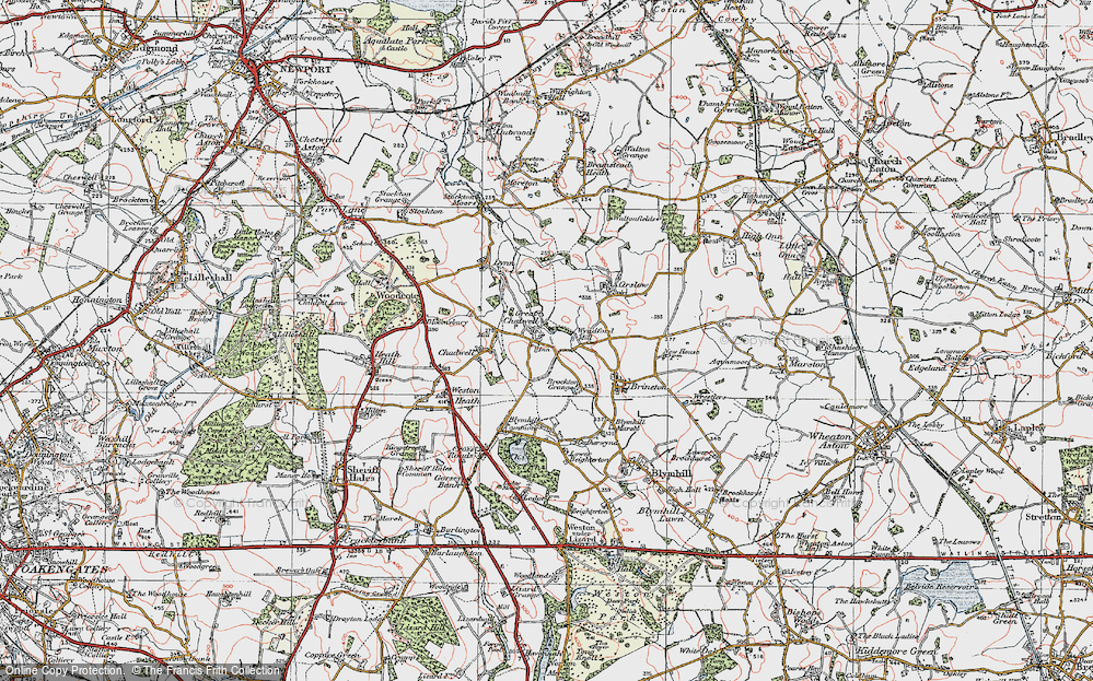 Old Map of Great Chatwell, 1921 in 1921