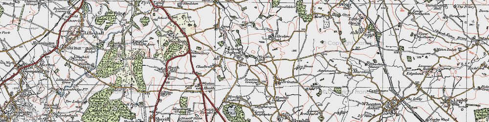Old map of Great Chatwell in 1921