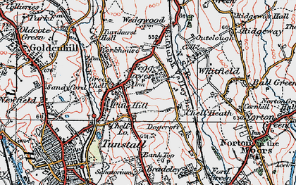 Old map of Great Chell in 1921
