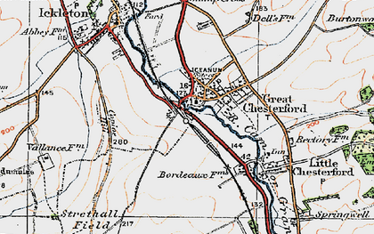 Old map of Great Chesterford in 1920
