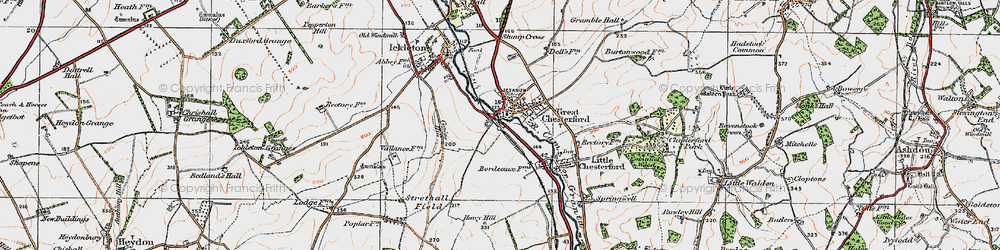 Old map of Great Chesterford in 1920