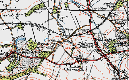 Old map of Great Cheverell in 1919