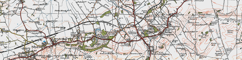 Old map of Great Cheverell in 1919