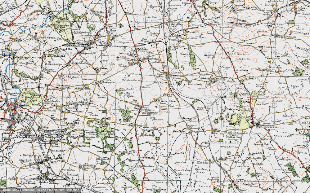 Old Map of Great Chilton, 1925 in 1925