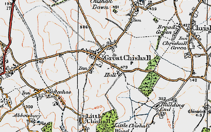 Old map of Great Chishill in 1920