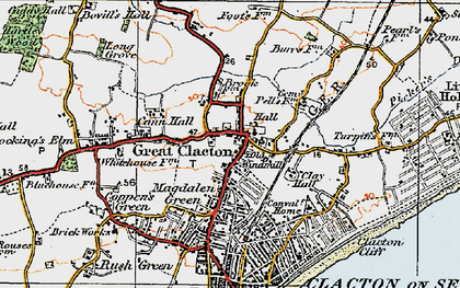 Old map of Great Clacton in 1921