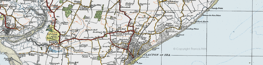 Old map of Great Clacton in 1921