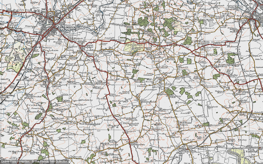 Old Map of Great Claydons, 1921 in 1921