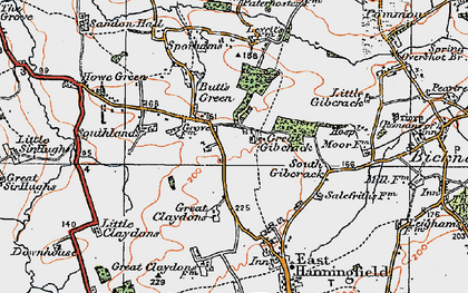 Old map of Great Claydons in 1921