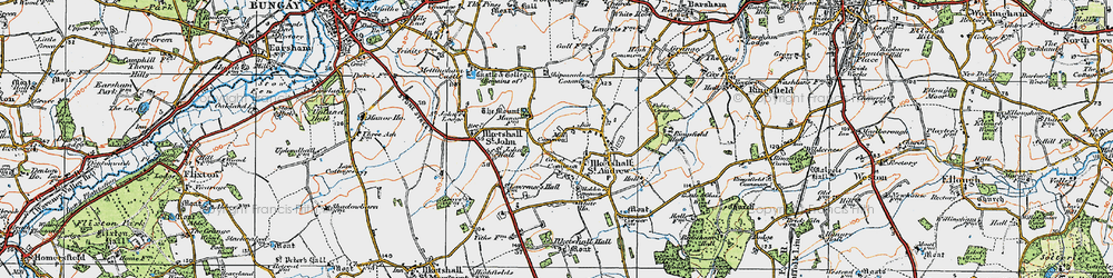 Old map of Great Common in 1921