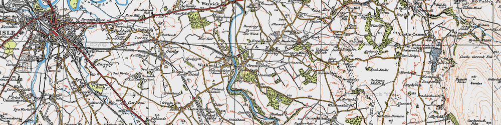 Old map of Great Corby in 1925