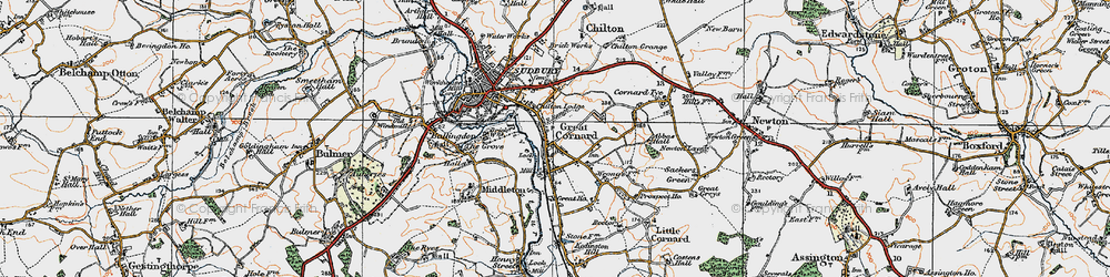 Old map of Great Cornard in 1921