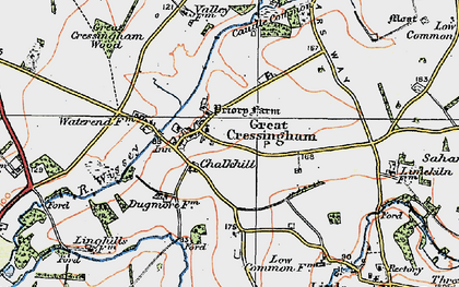 Old map of Great Cressingham in 1921