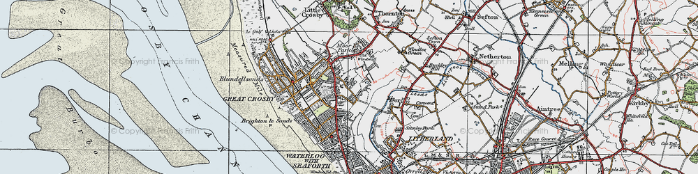 Old map of Great Crosby in 1923
