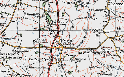 Old map of Great Cubley in 1921