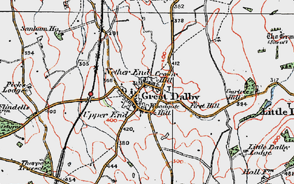 Old map of Great Dalby in 1921