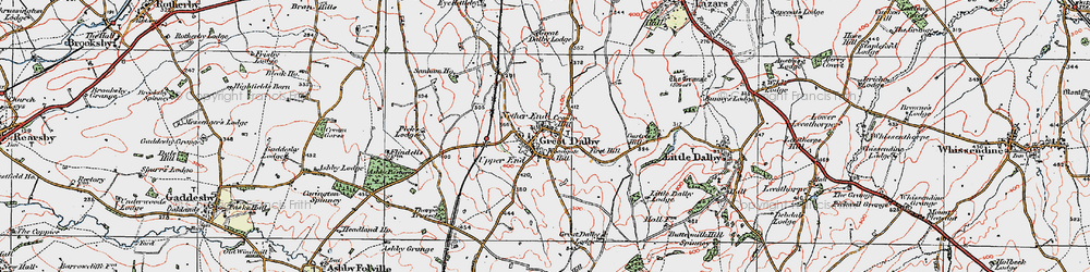 Old map of Great Dalby in 1921