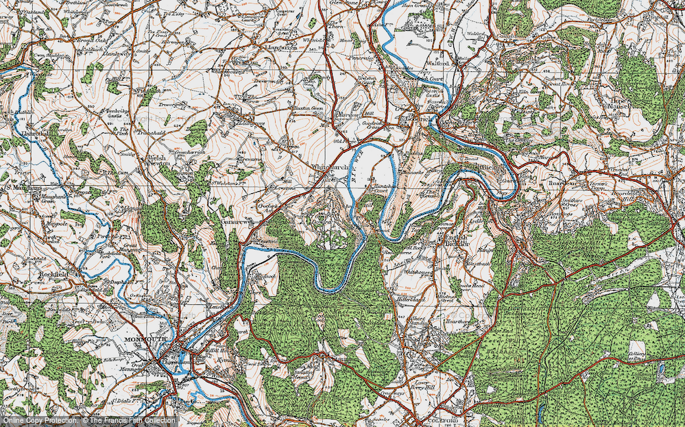Old Map of Historic Map covering Symonds Yat Rock in 1919