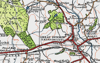 Old map of Great Dunmow in 1919