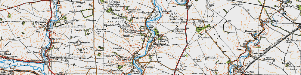 Old map of Great Durnford in 1919