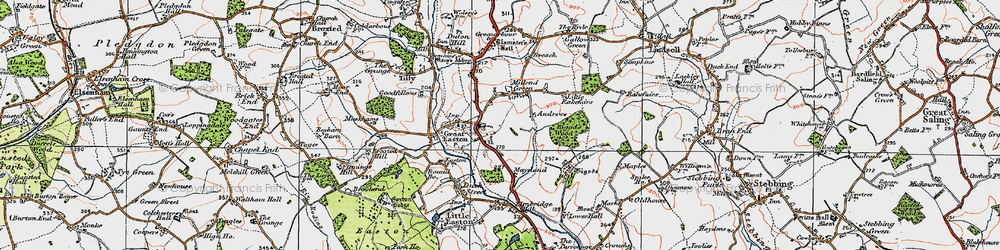 Old map of Bigod's Wood in 1919